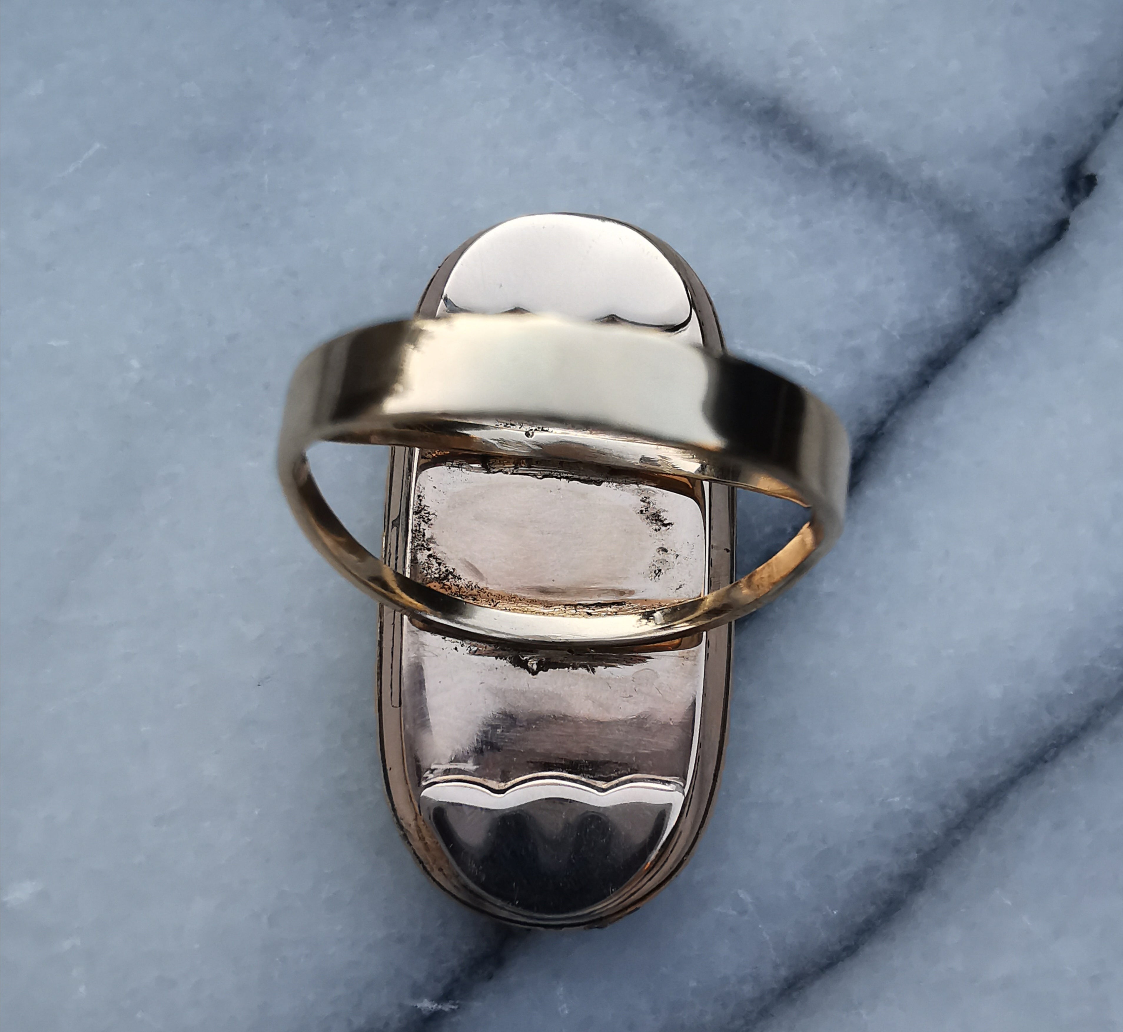 Guilloche Diamond and Pearl Ring
