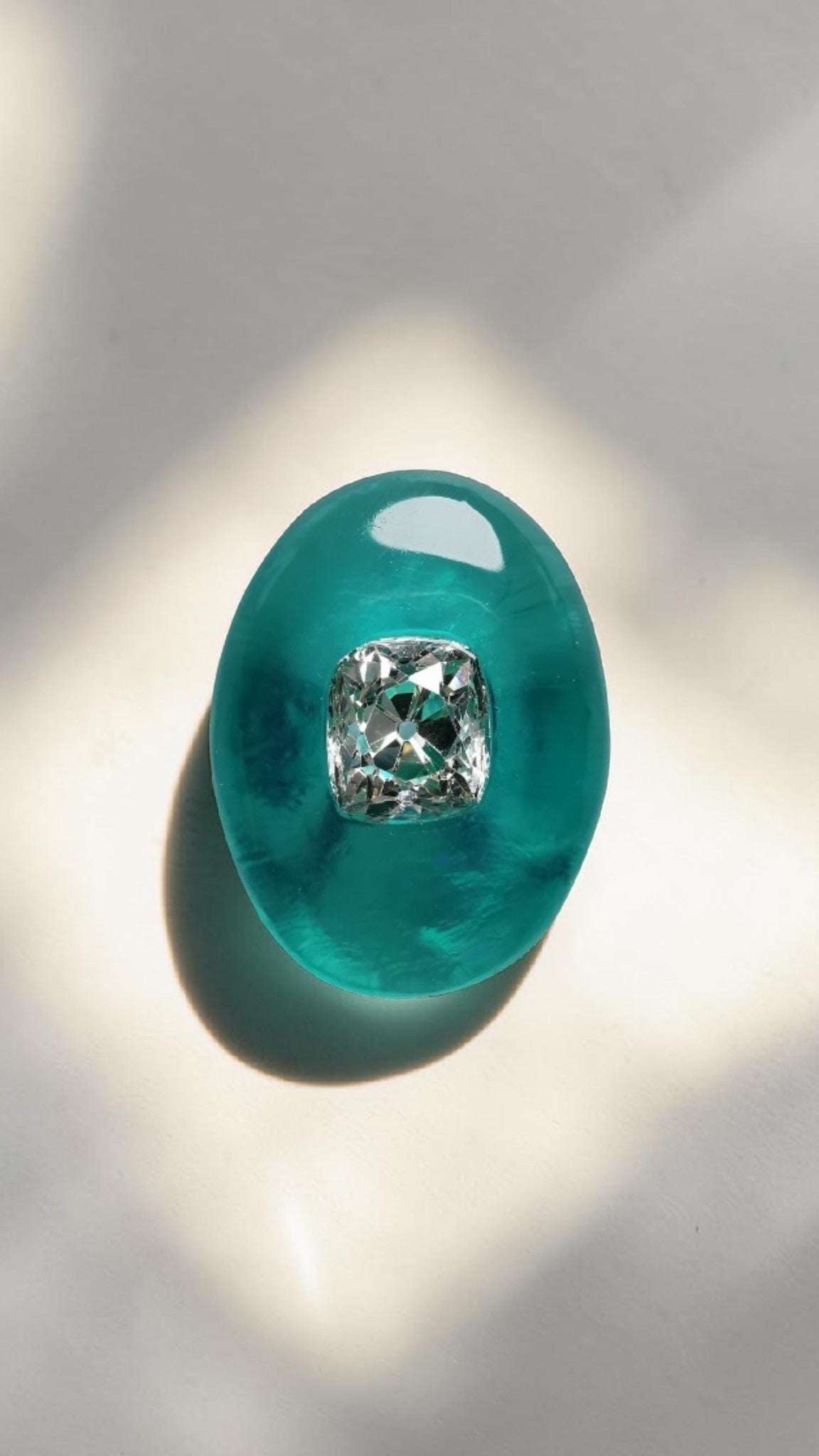 Lucite and Antique Old Mine Diamond Ring
