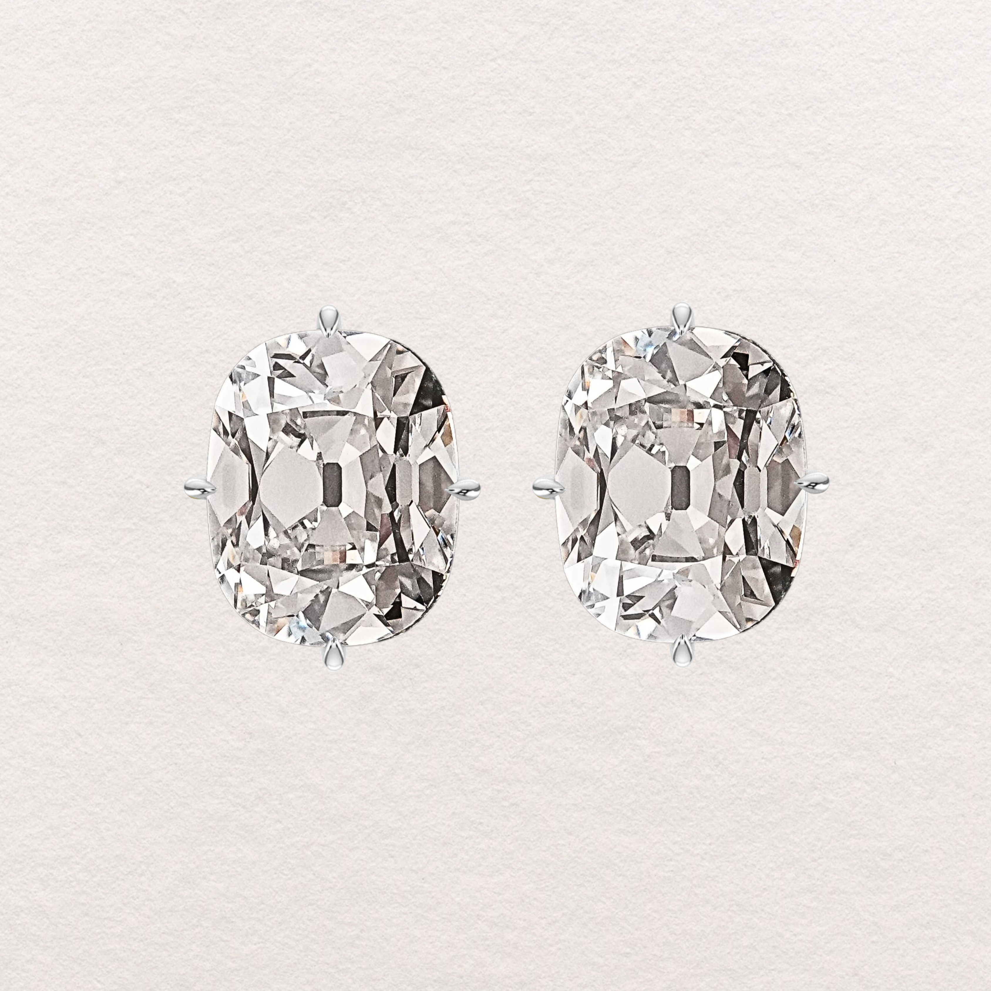 Old Mine Cut Diamond Stud Earrings