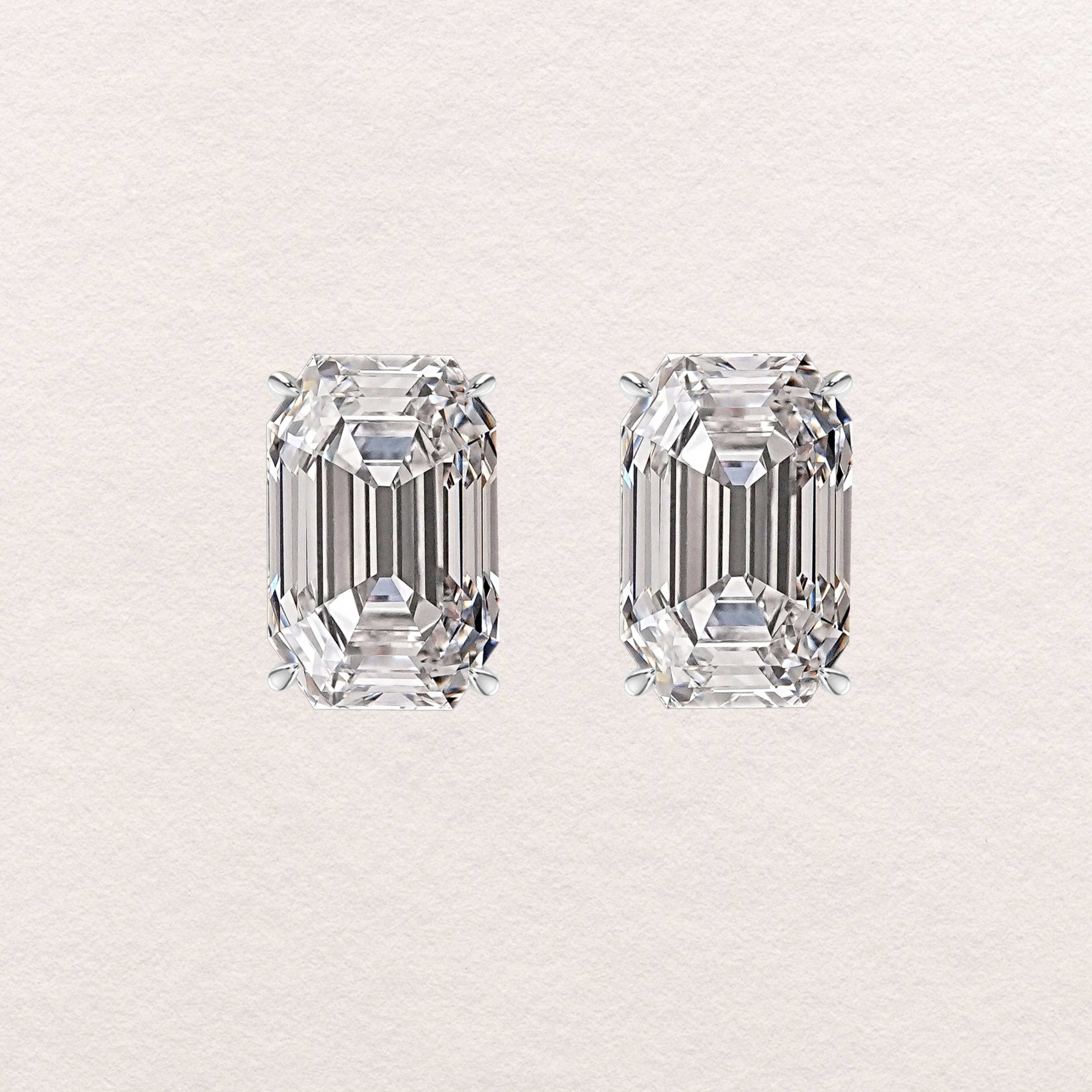 Emerald Cut Diamond Stud Earrings