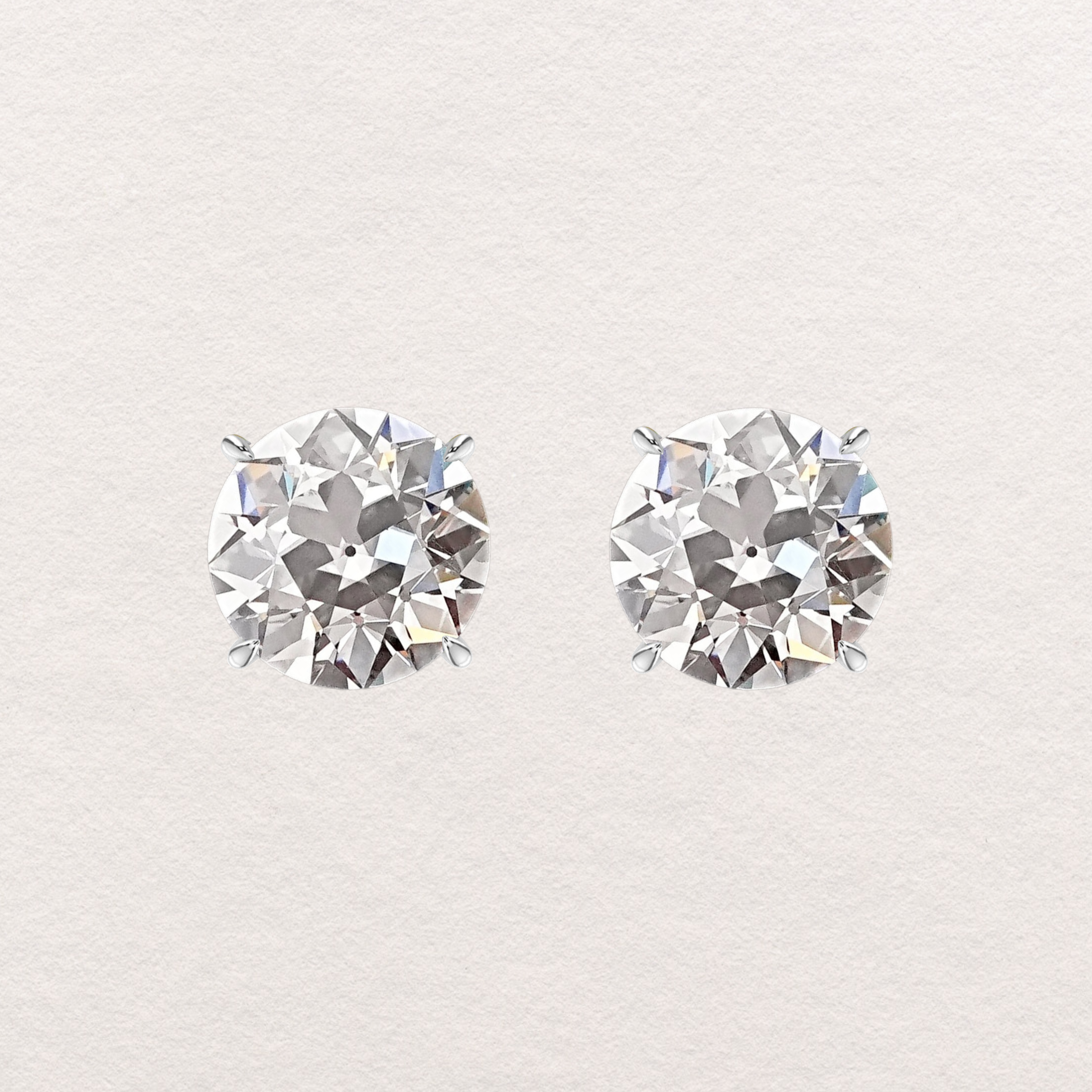 Old Euro Diamond Stud Earrings