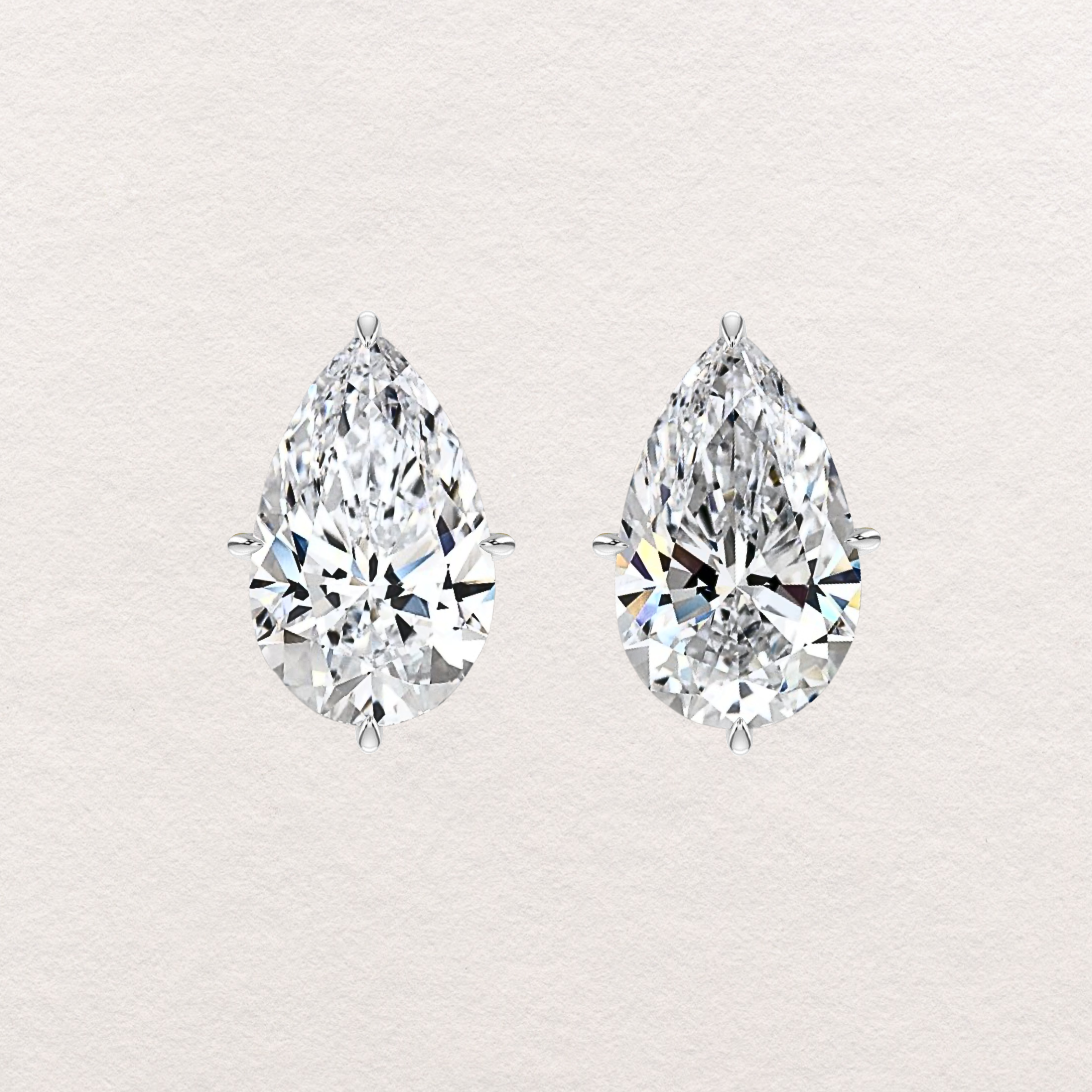 Pear Shaped Diamond Stud Earrings