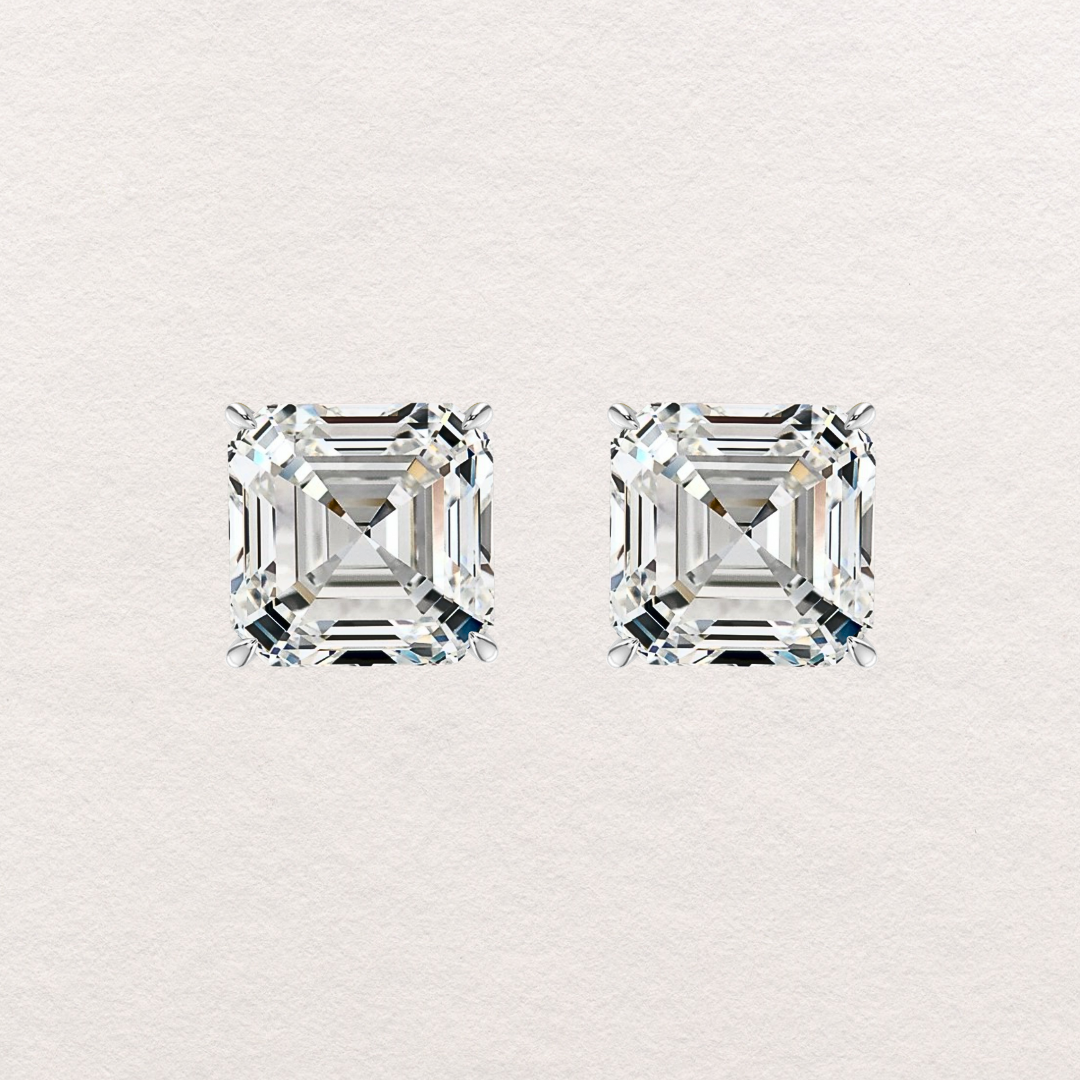 Asscher Cut Diamond Stud Earrings