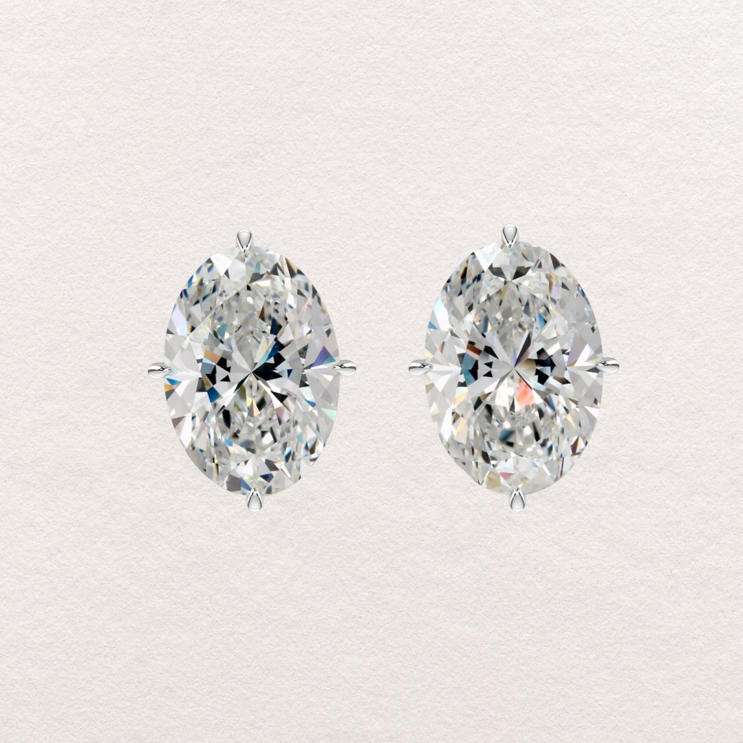 Oval Diamond Stud Earrings