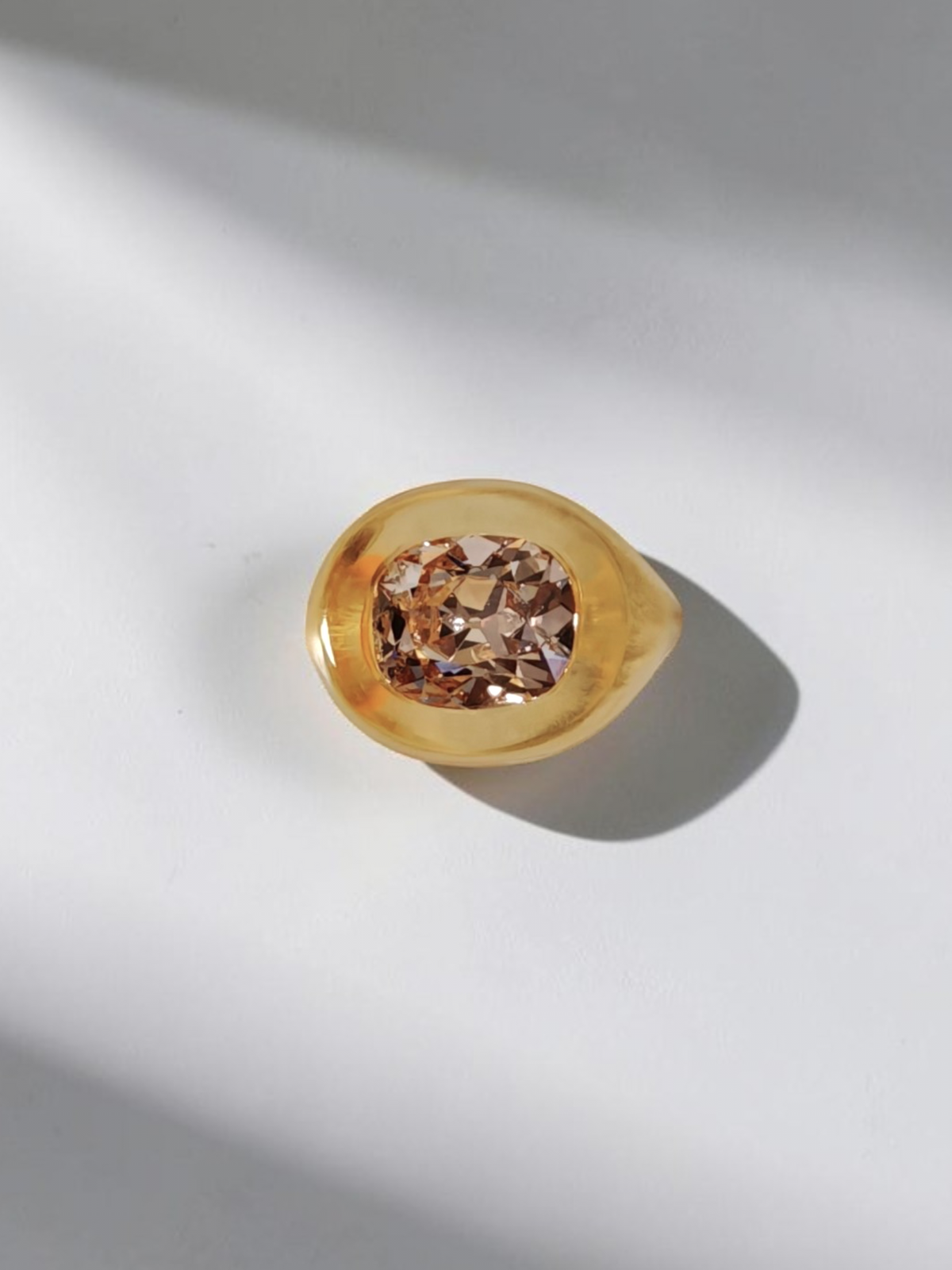 Dandelion yellow lucite and diamond ring