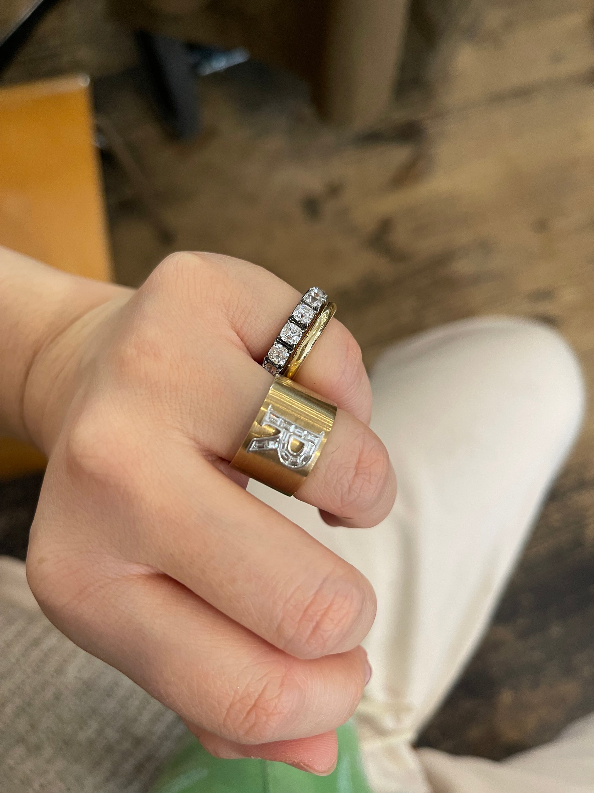 Old Mine Diamond Eternity Pinky Ring