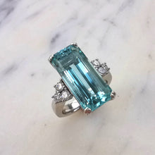 Load image into Gallery viewer, Aquamarine Diamond Ring in Gold
