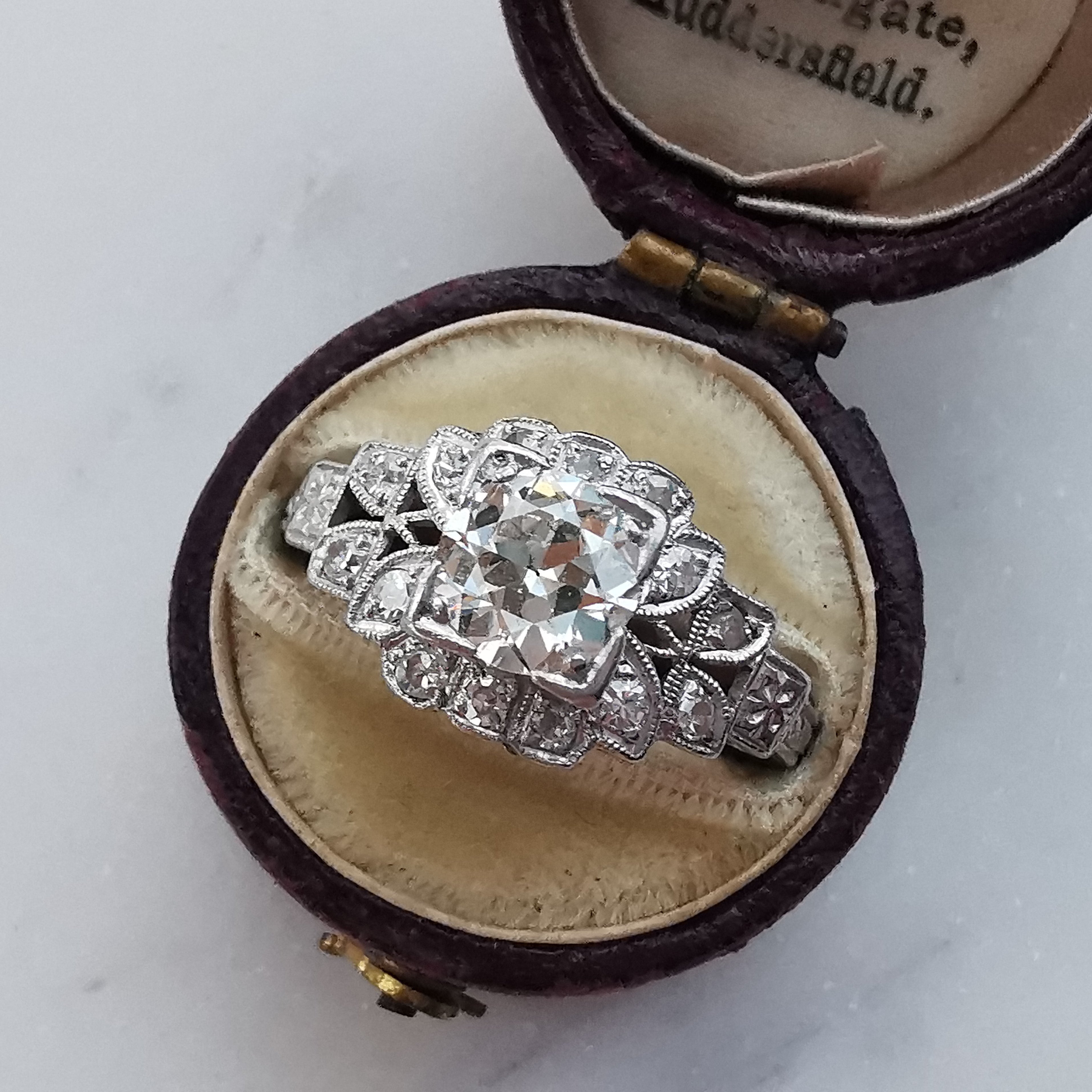 Art Deco Old Euro Natural Diamond &amp; Platinum Ring