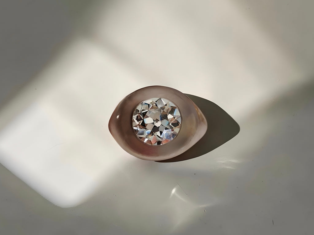 Dove Grey Lucite and Diamond Ring