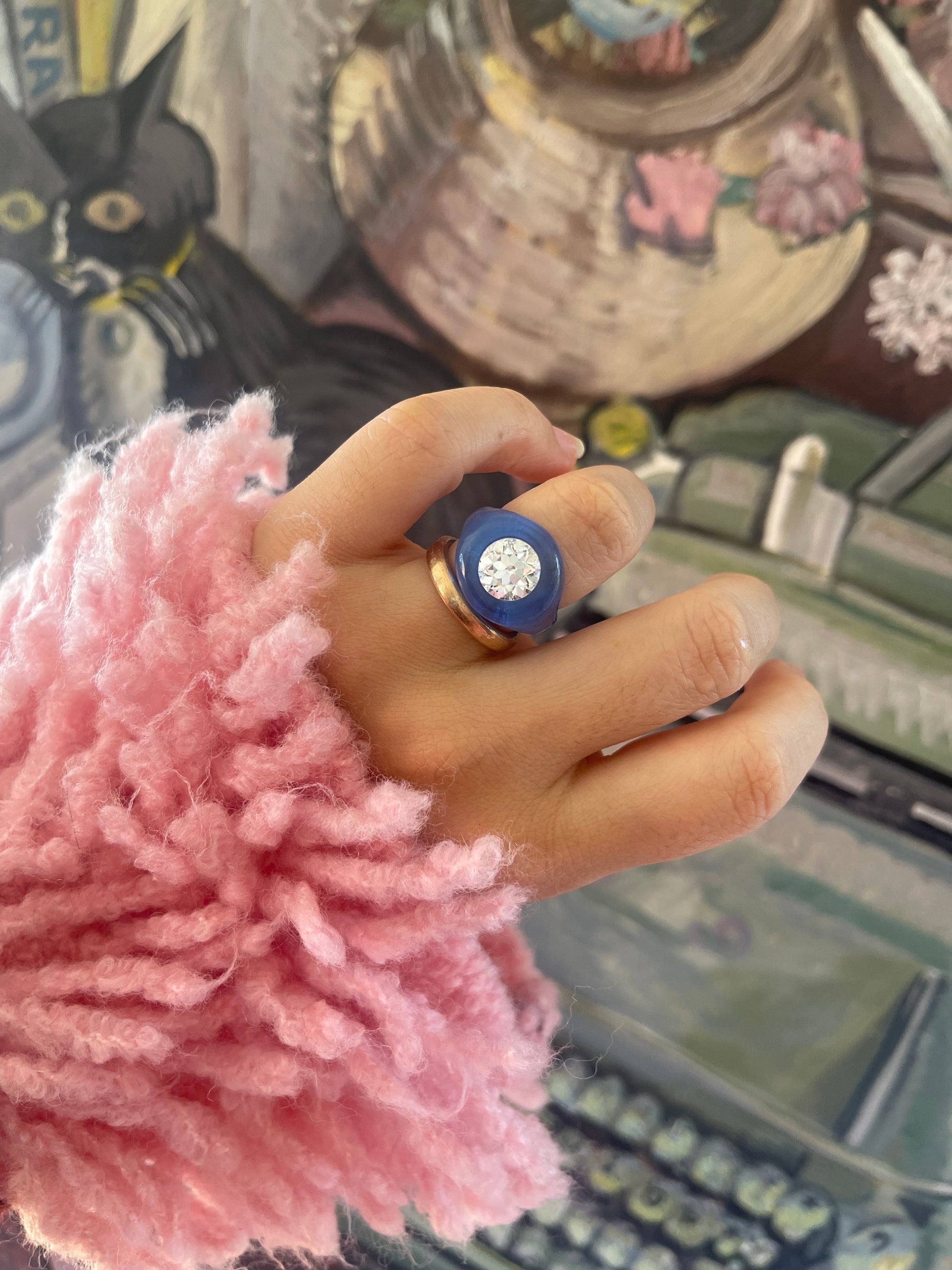 Lucite and diamond ring