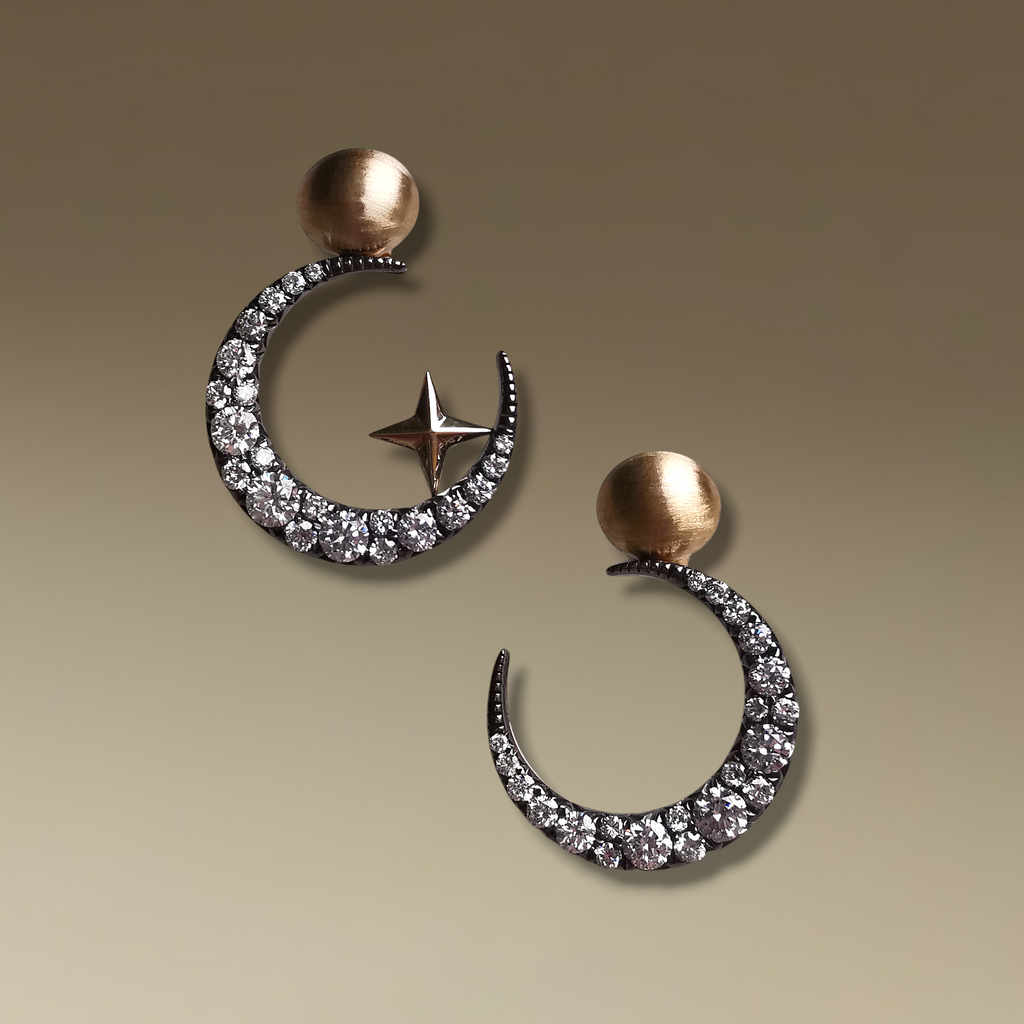 Diamond Crescent Earrings