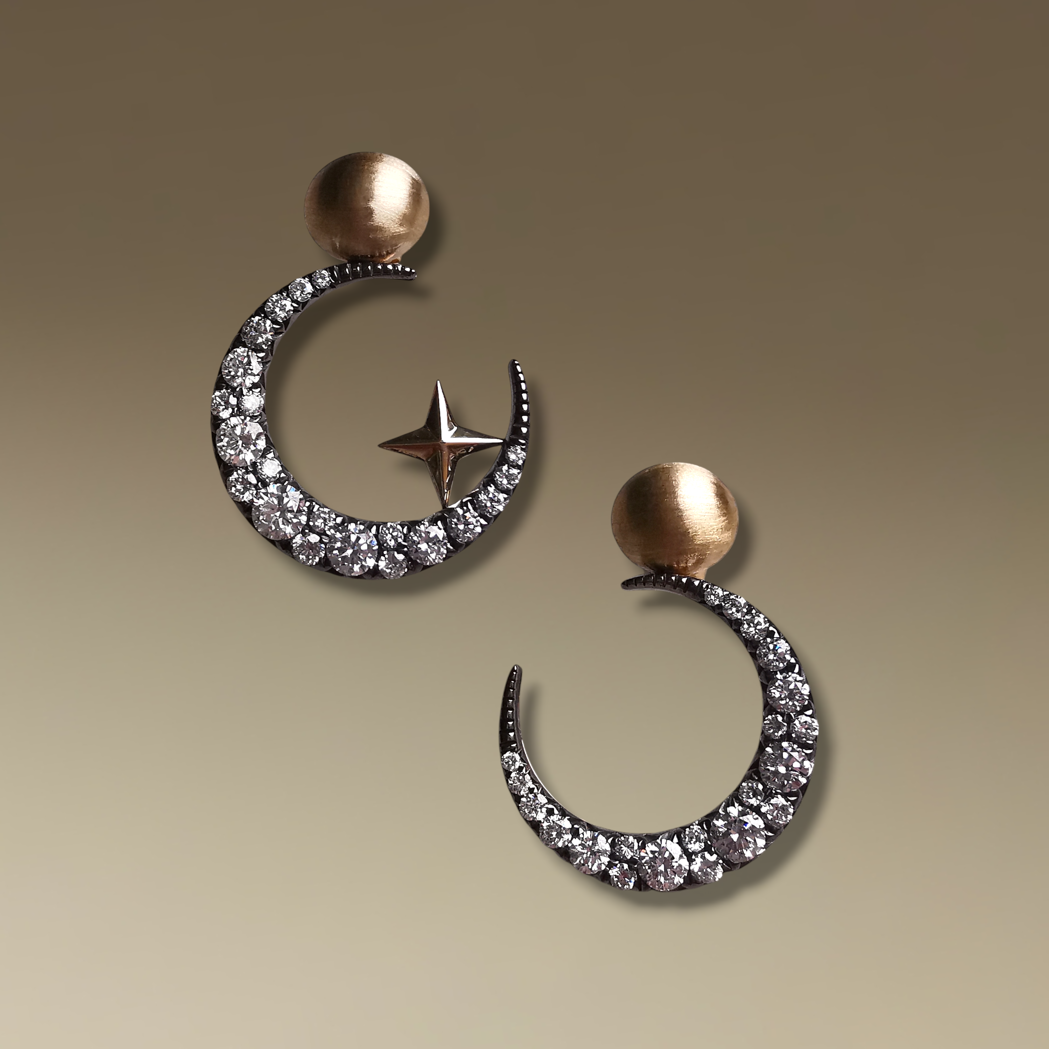 Diamond Crescent Earrings