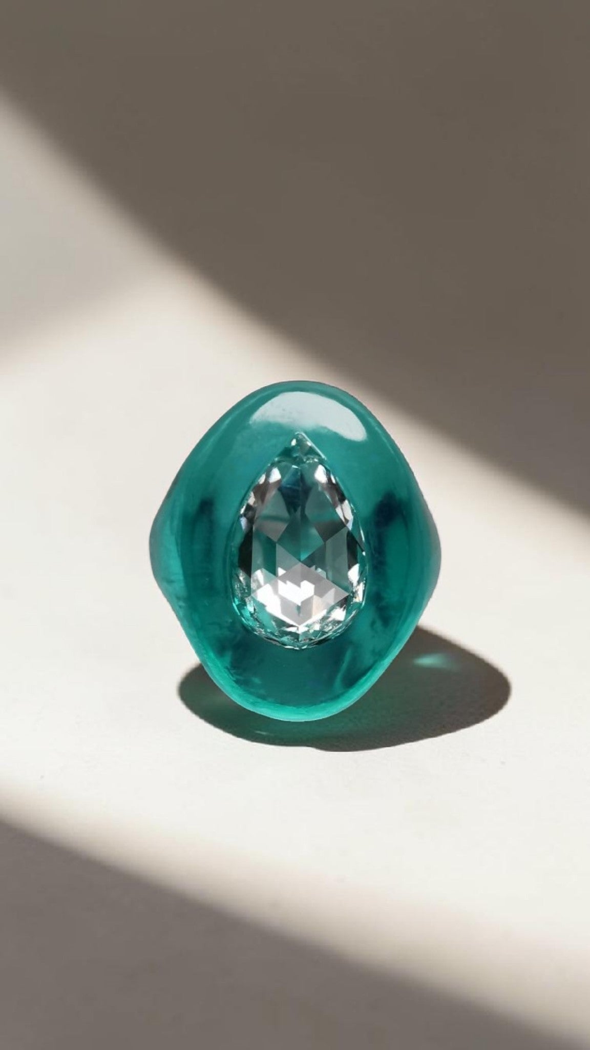 Lagoon Lucite and Diamond Ring Setting