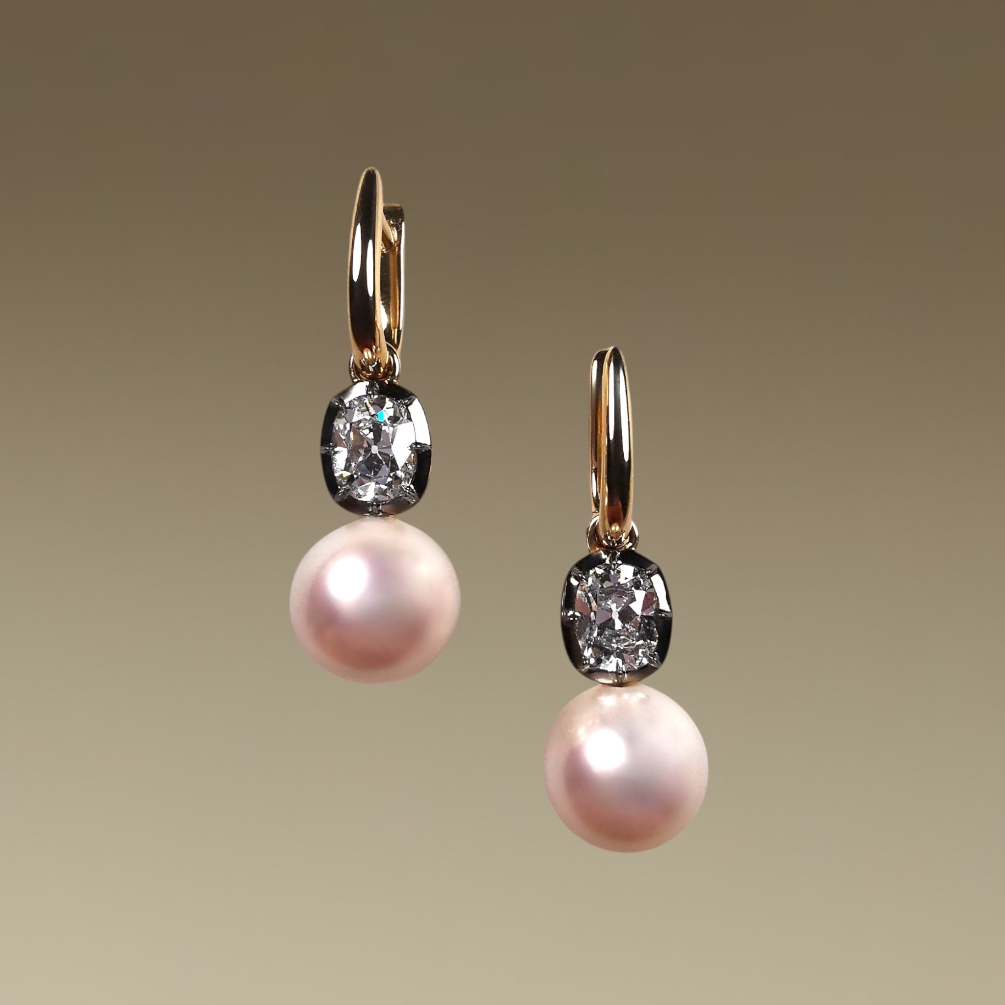 Diamond and Pearl Earrings