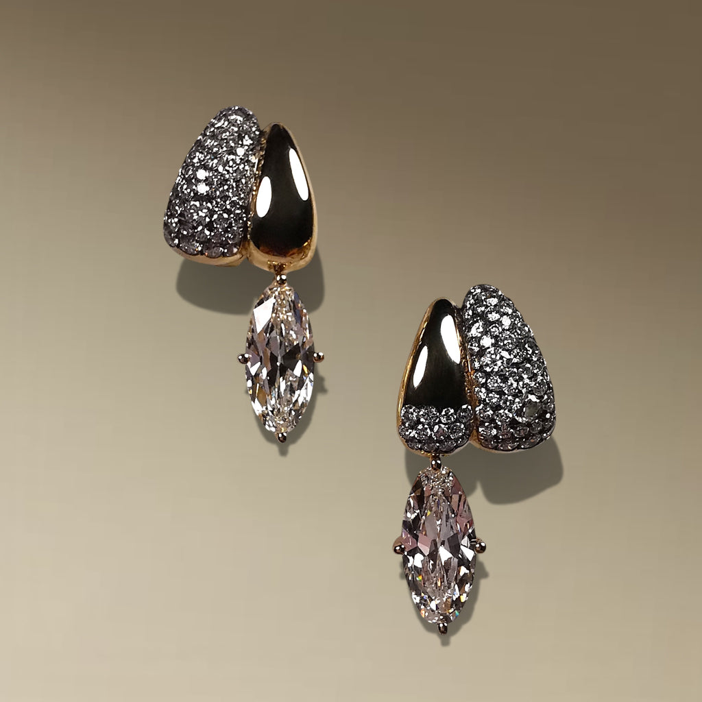 Interchangeable Diamond and Gold Earrings