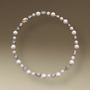 Pearl and collet set diamond necklace