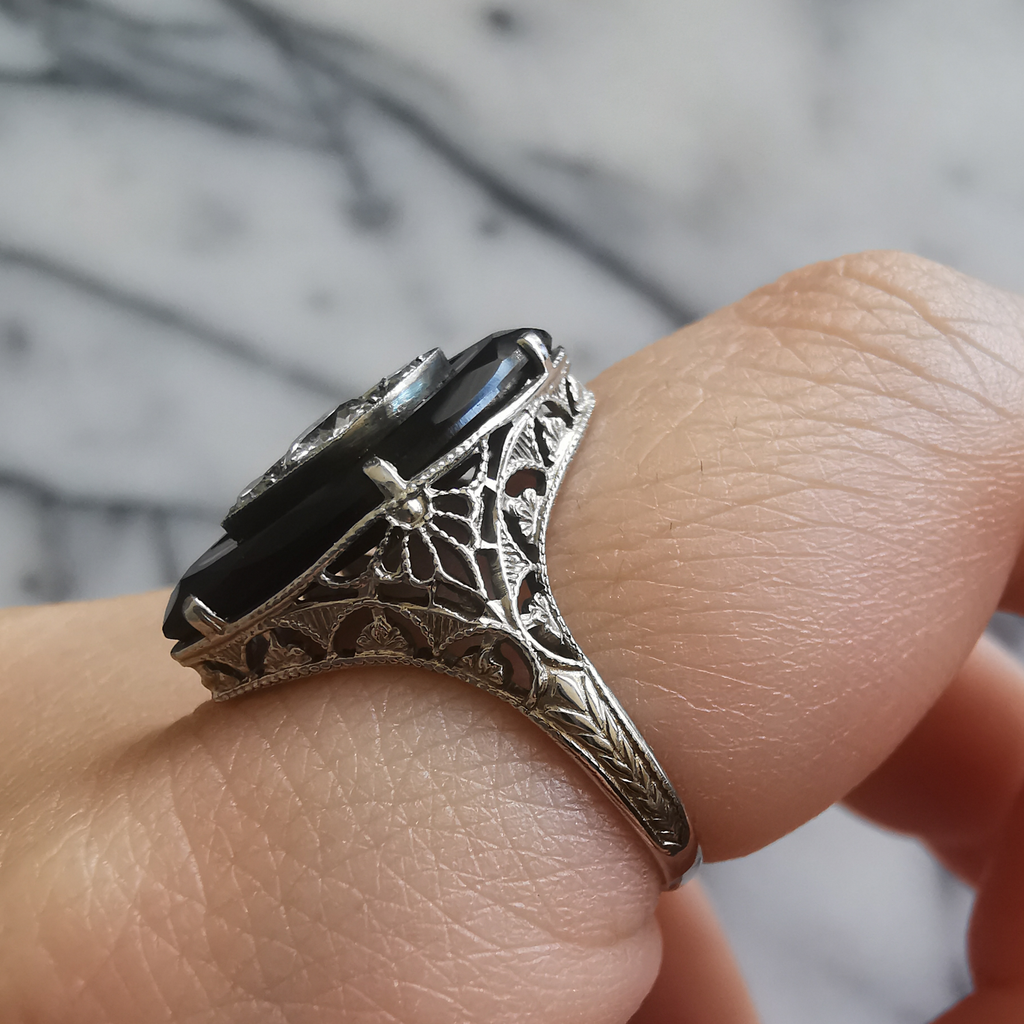 Onyx and Diamond Ring