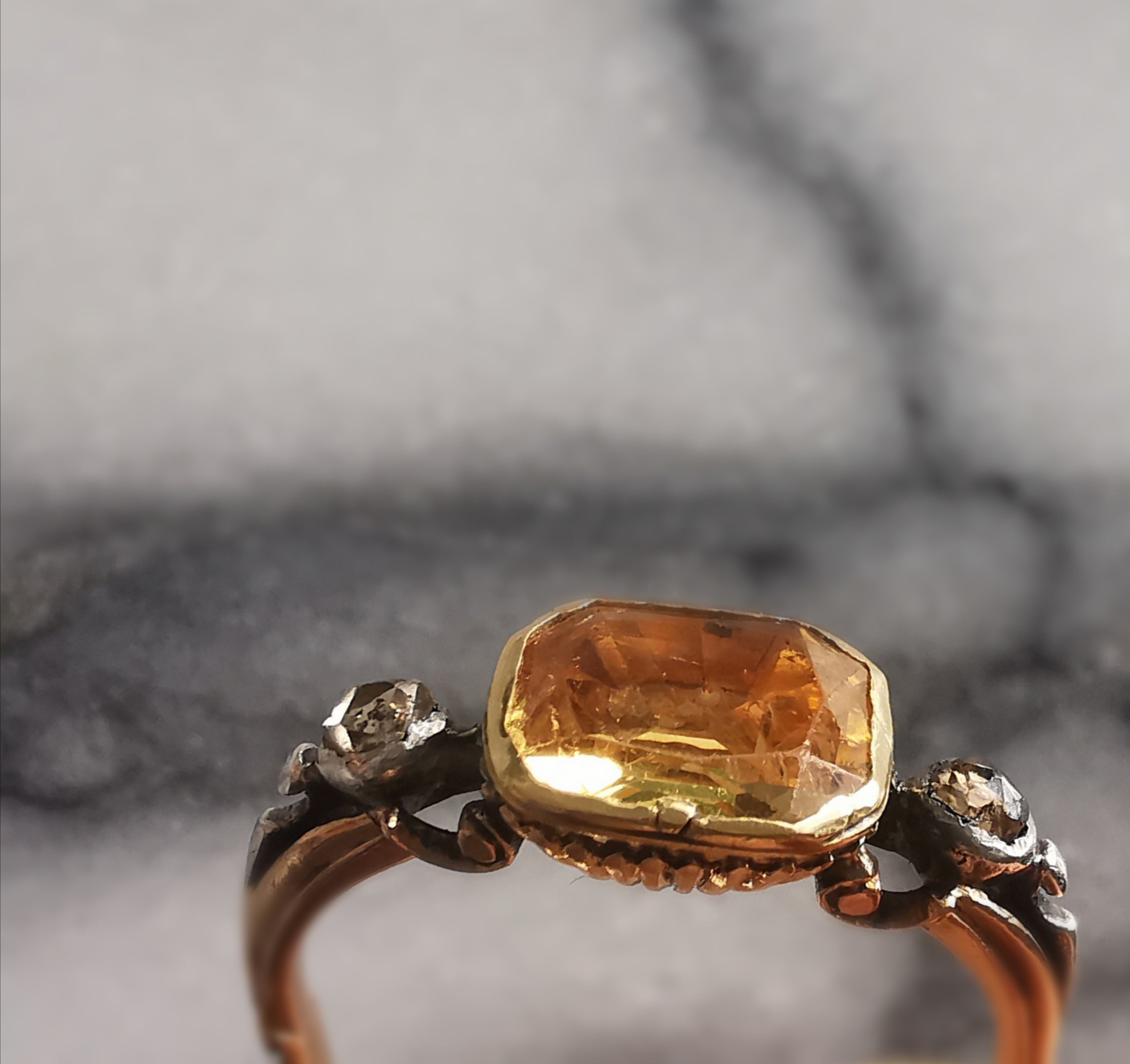 Exceptional Citrine Rococo Basket Ring