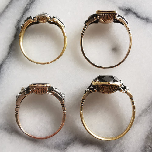 (Reserved) Georgian Fluted Basket Smokey Quartz Ring