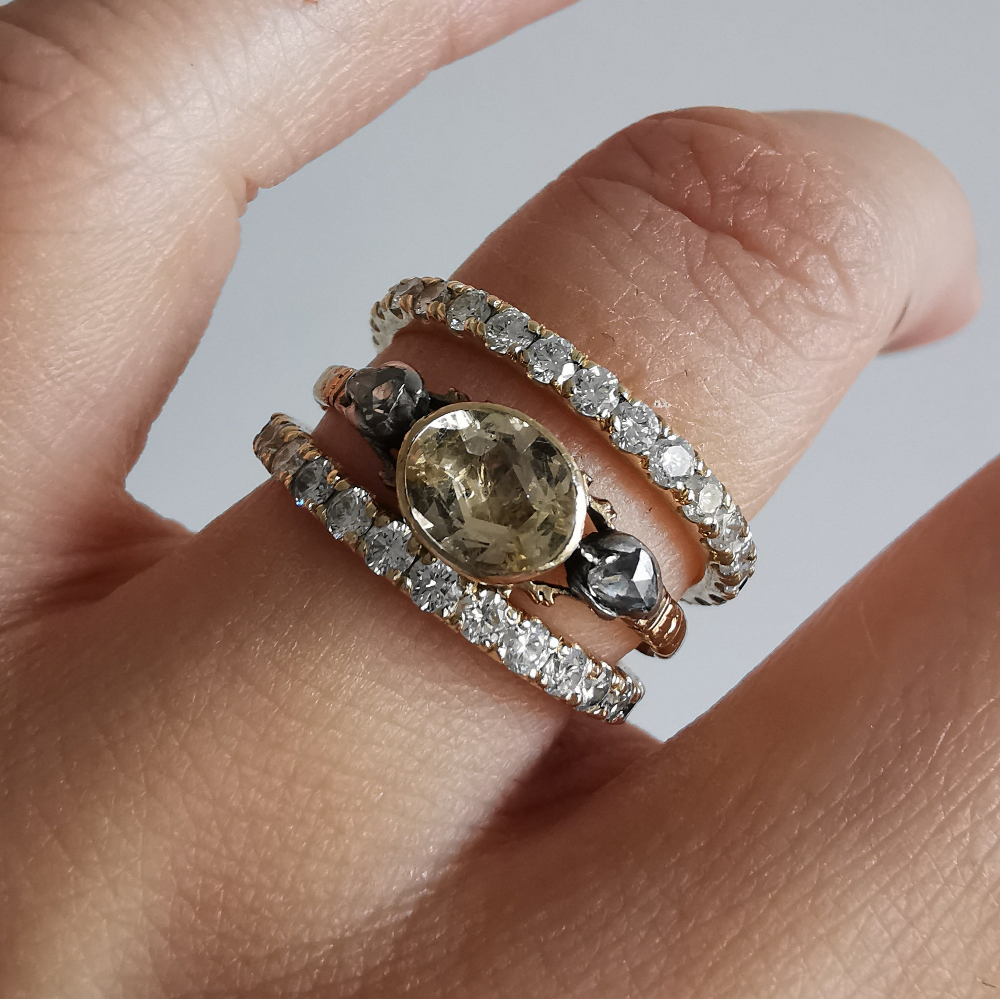 Topaz and Diamond Georgian Ring