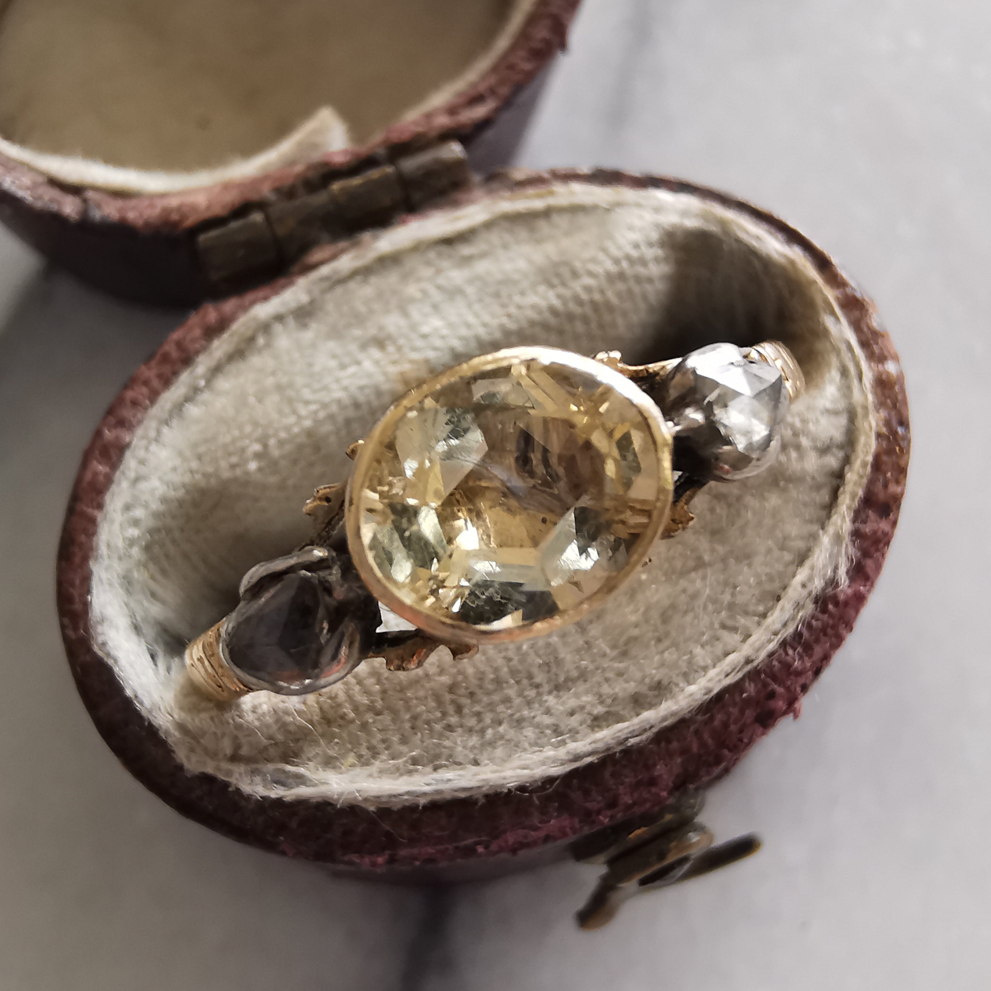 Topaz and Diamond Georgian Ring