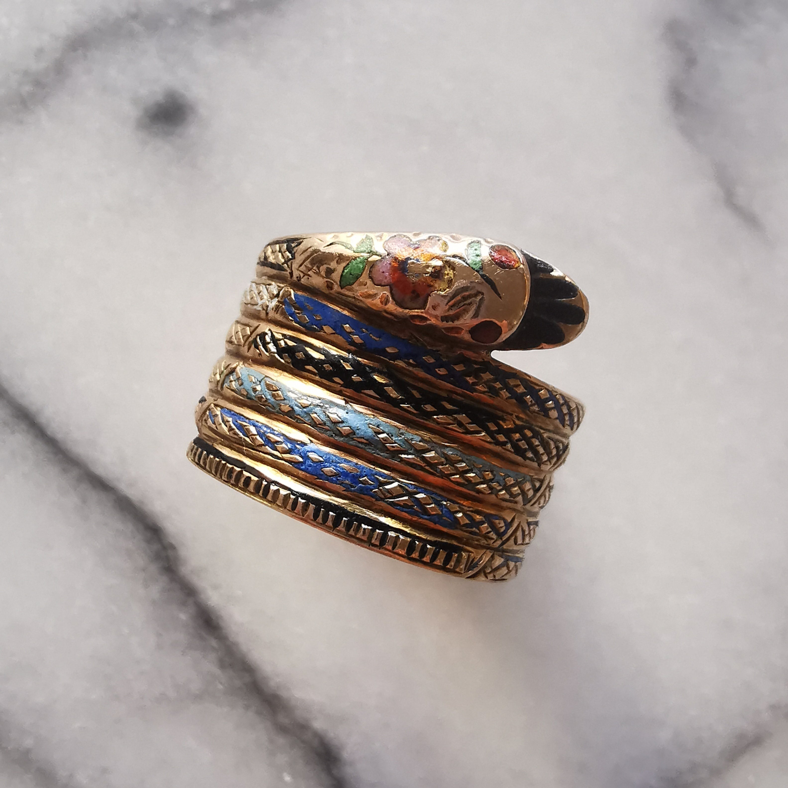 Early Victorian Snake Enamel Ring