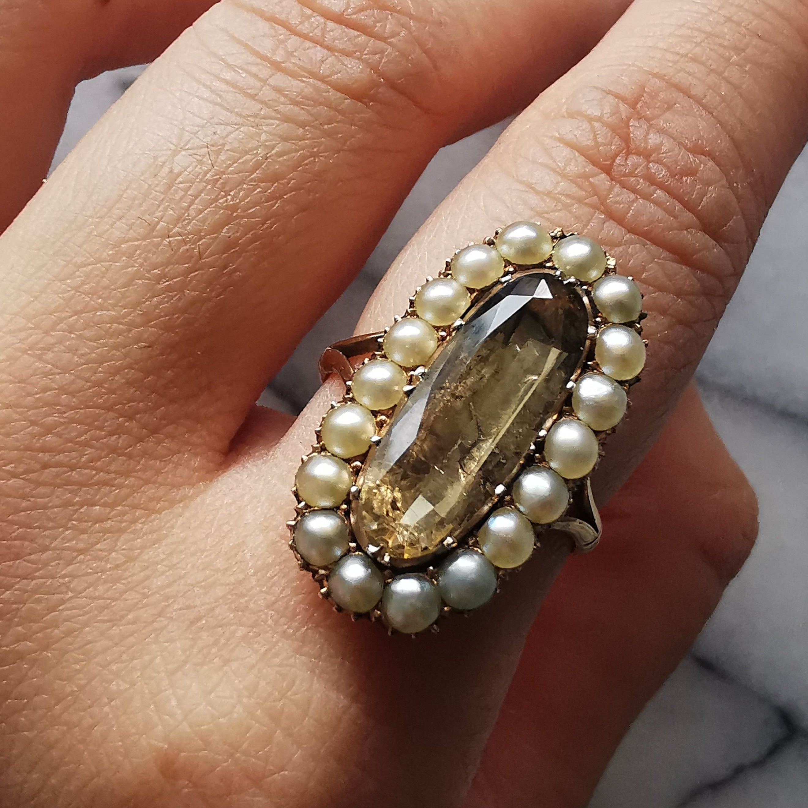 Pearl and Smokey Quartz Ring