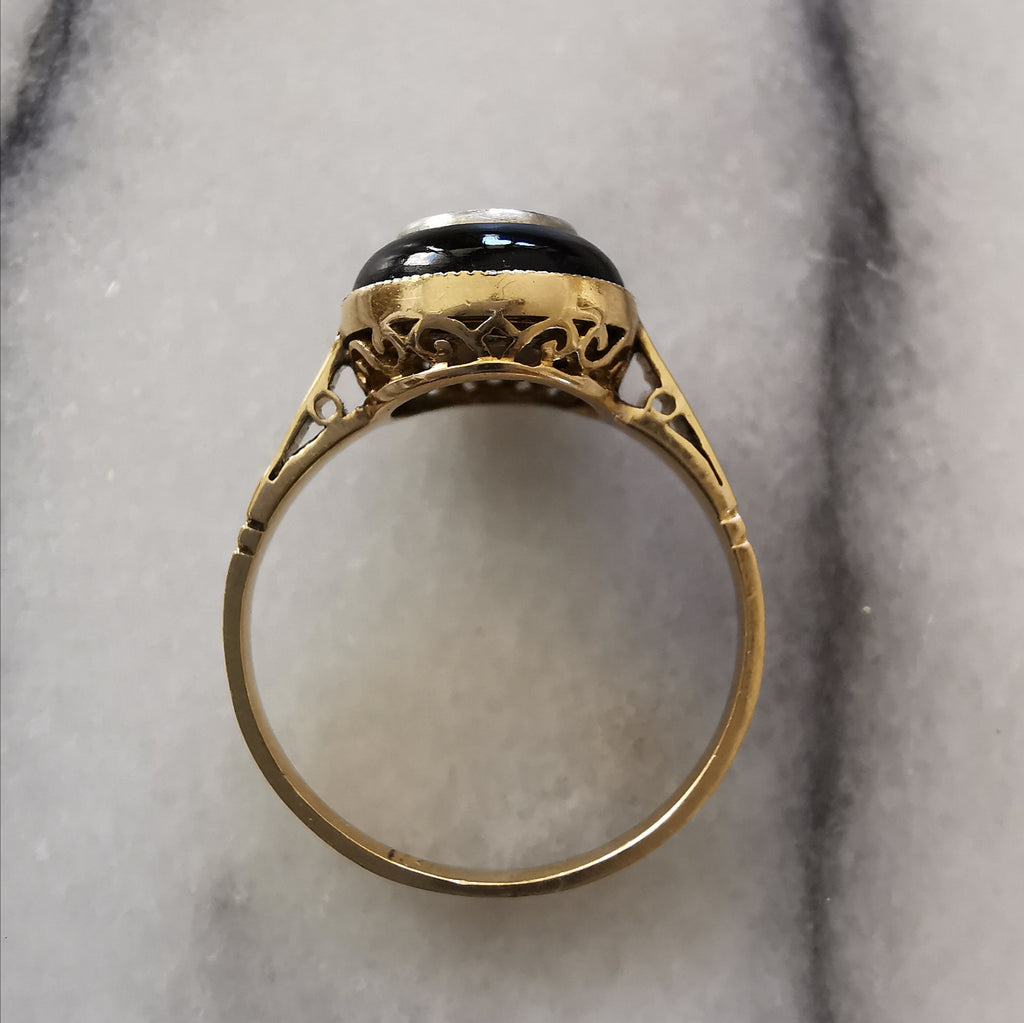 Onyx and Diamond Ring