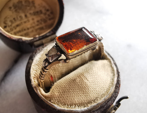 (Reserved) Hessonite Georgian Fluted Basket Ring